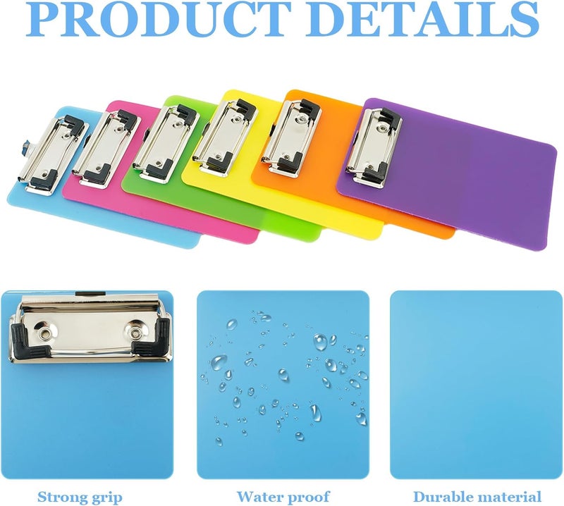 YONHTUTU 4x6in Mini Clipboards, 6 Pack Plastic Small Clipboards, Translucent A6 Size Mini Clipboard with Retaining Clips, Notepads Pocket Clipboard, Colorful Clip Boards for Classroom Restaurants Office Gifts - Image 3